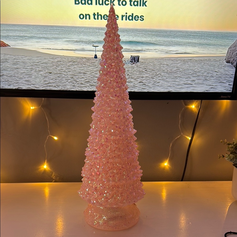 Sparkling Pink Cone Tree Decor